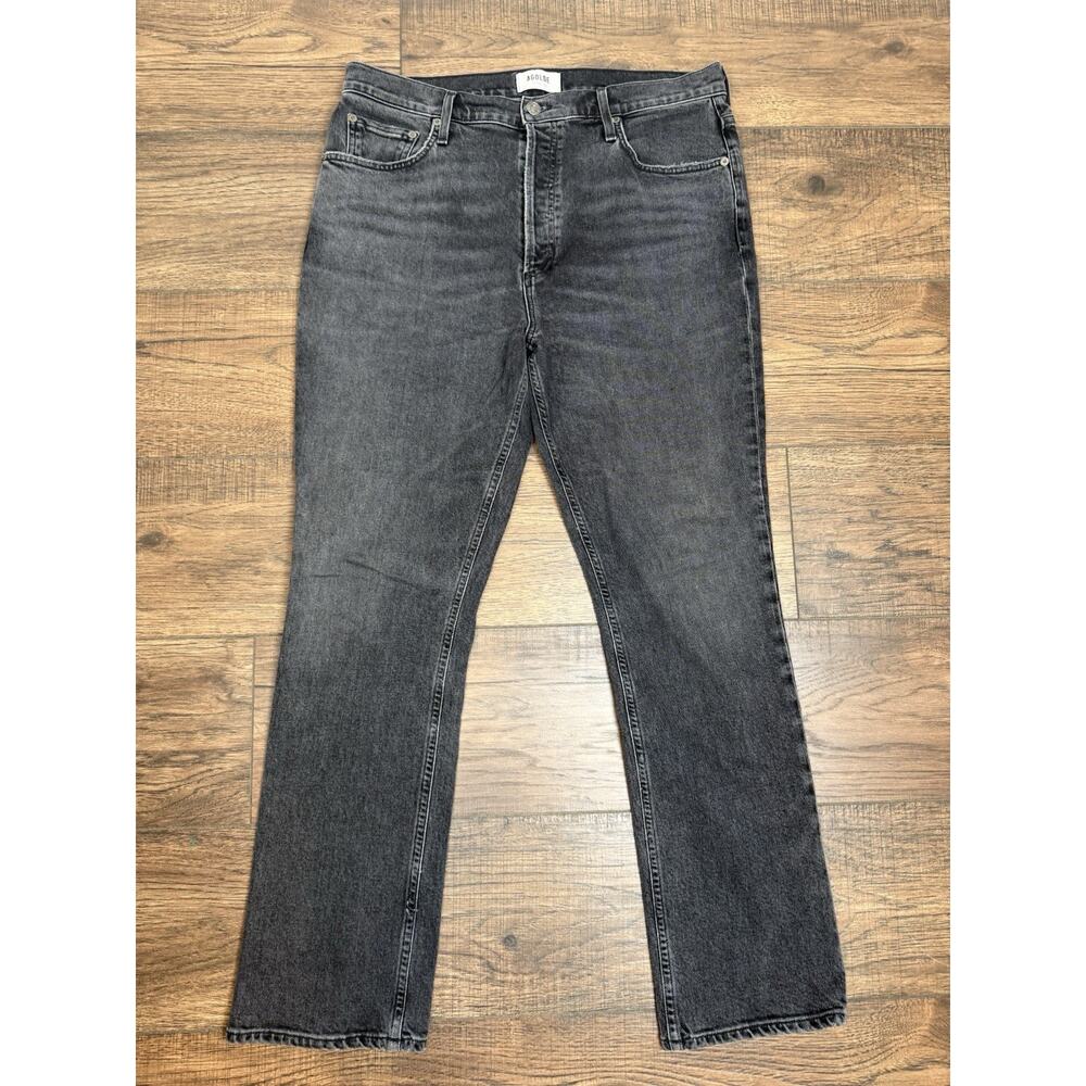 AGOLDE Jeans 32 Freya Black Hoax High Rise Slim Straight Organic Denim Made USA - Picture 2 of 9